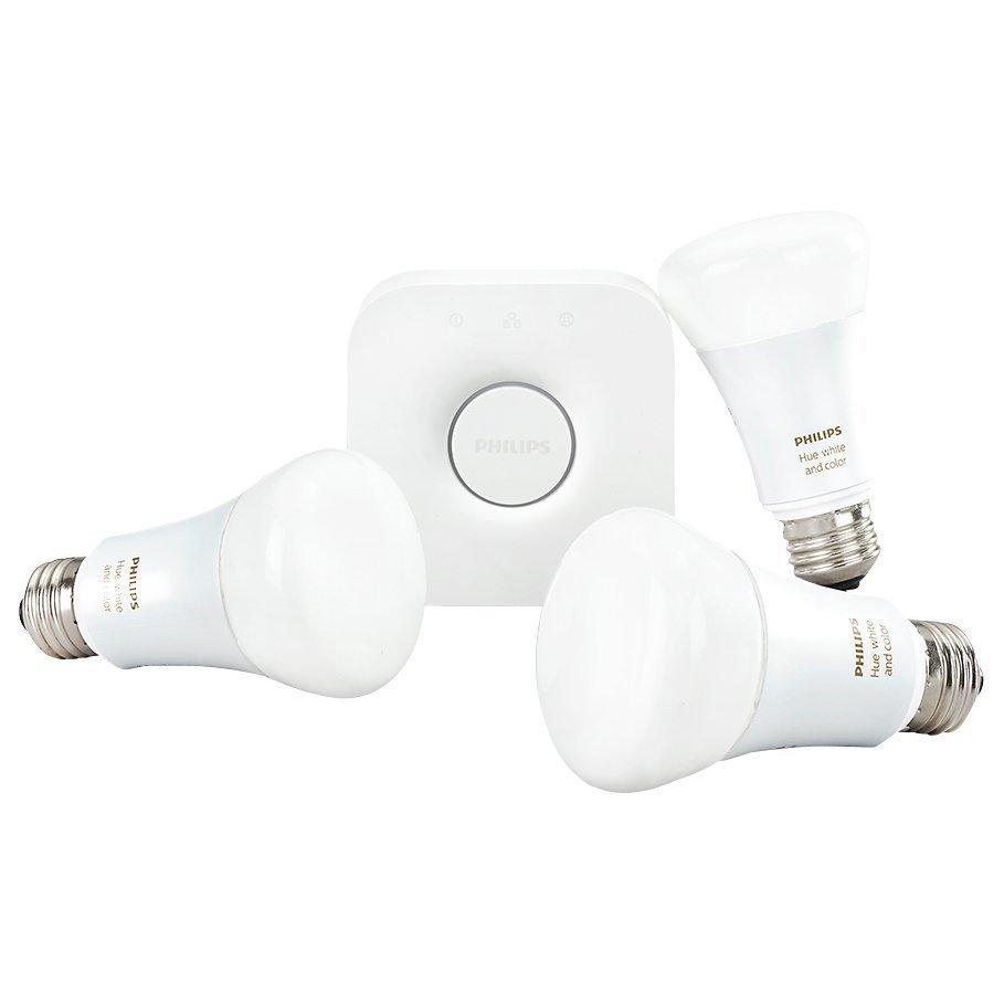 Philips Hue White and Colour Ambiance Wireless Lighting LED Starter Kit, 9W E27 Edison Screw Cap