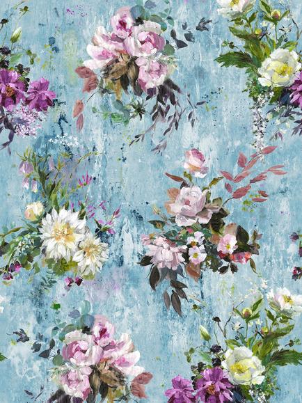 Designers Guild Jardin des Plantes Aubriet Paste the Wall Wallpaper Panel, Slate Blue Pdg717/03