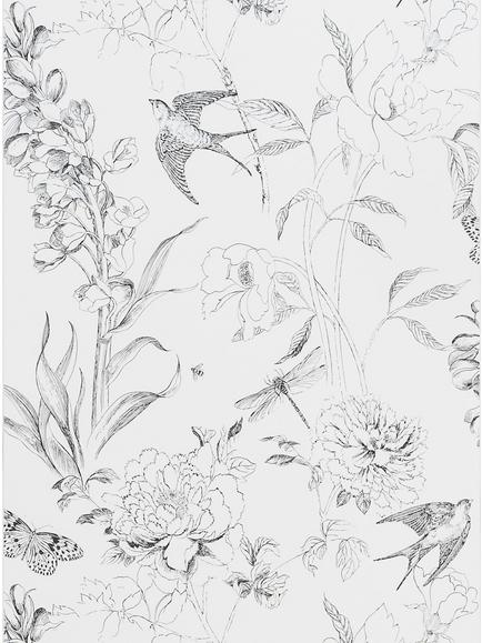 Designers Guild Jardin des Plantes Sibylla Garden Paste the Wall Wallpaper, Black / White Pdg721/01