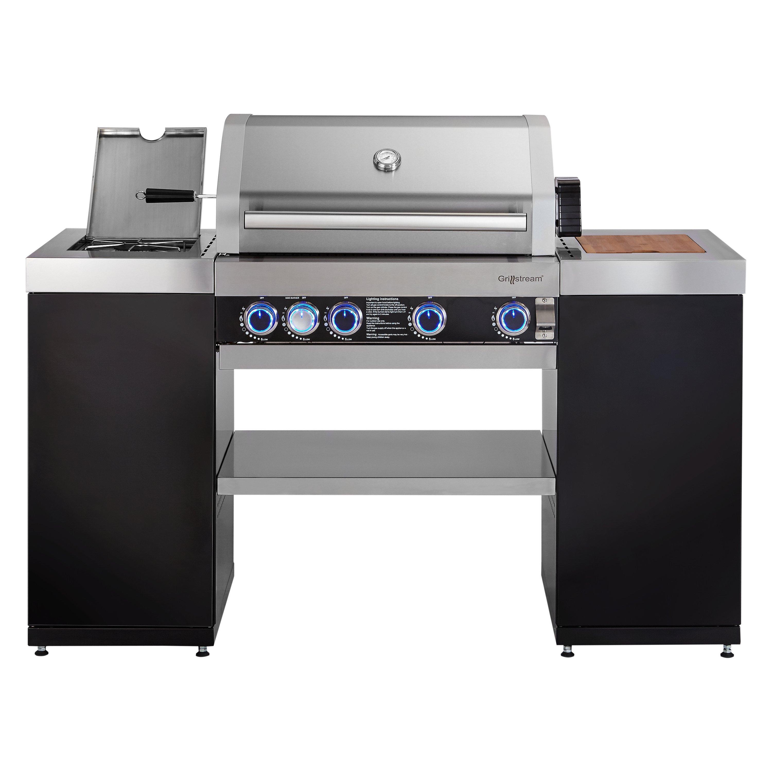 John Lewis Partners Grillstream Island Gas BBQ Silver Black