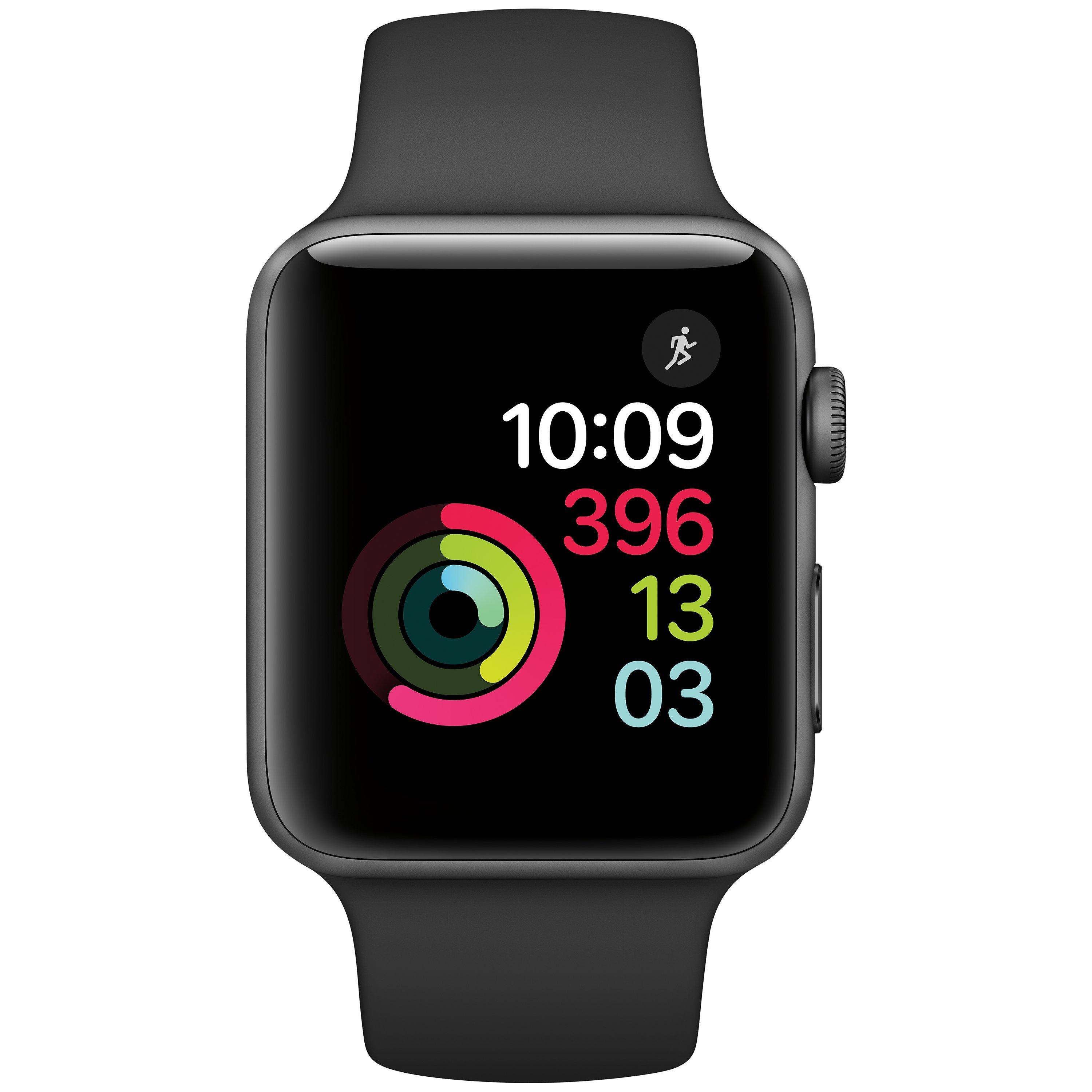 Apple Watch Series 2, 42mm Space Grey Aluminium Case with Sport Band, Black