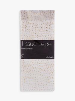 John Lewis Gold Fleck Tissue Paper, 3 Sheets, White