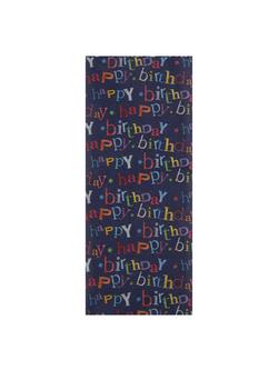 John Lewis Happy Birthday Tissue Paper, Navy, Multi