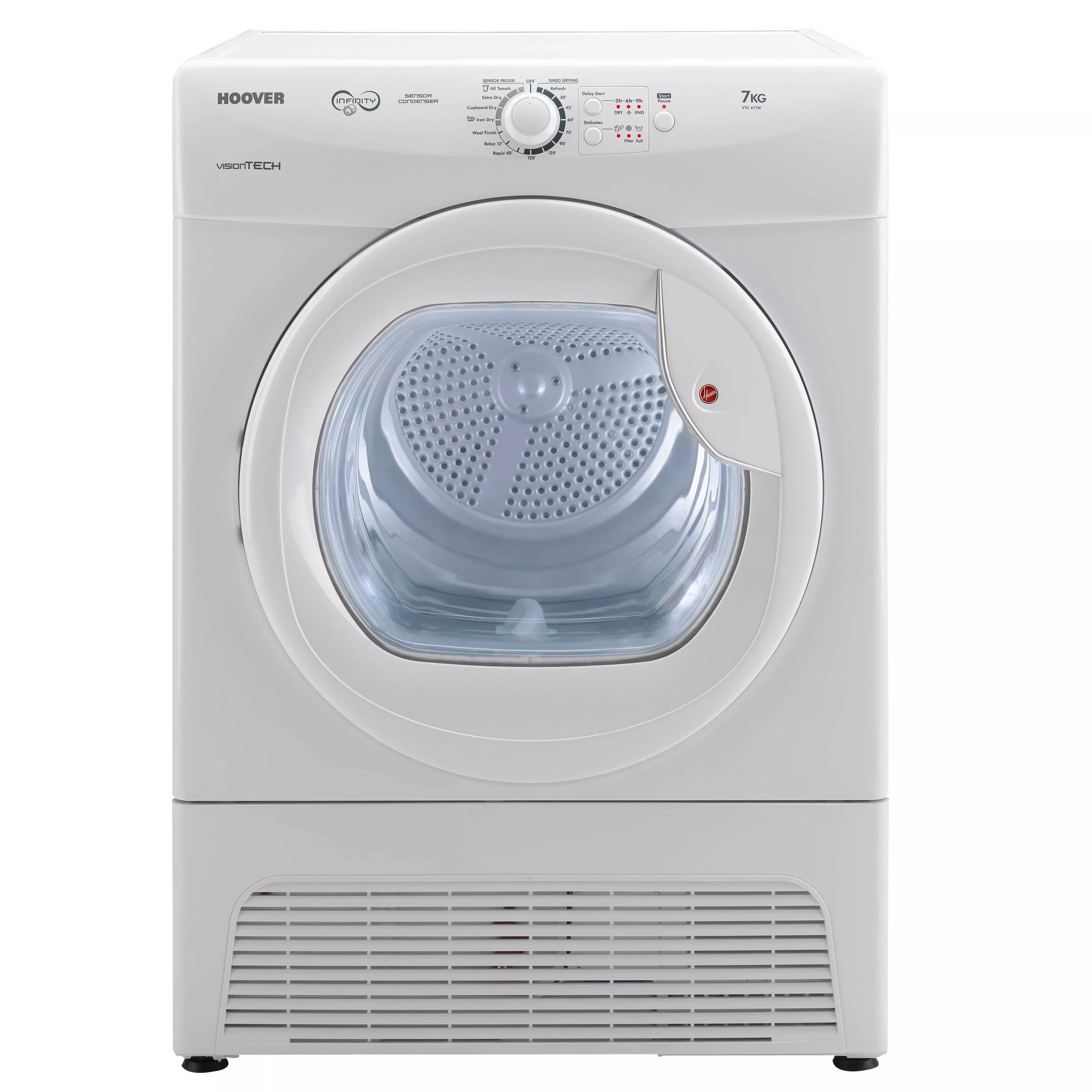 Hoover Vision Tech VTC 671W 80N Freestanding Tumble Dryer 7kg Load B Energy Rating White