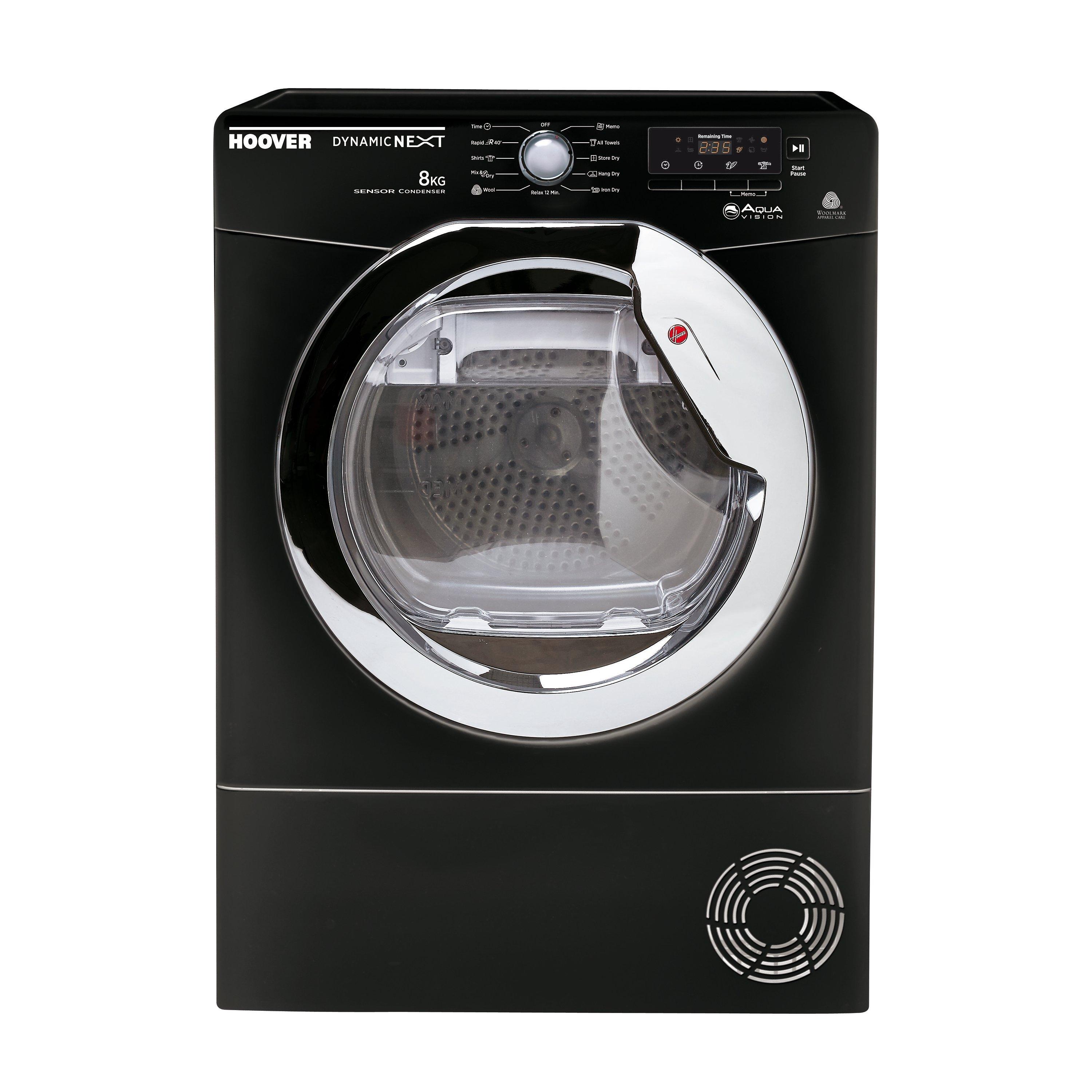 Hoover AquaVision DNC D813BB-80 Tumble Dryer, 8kg Load, B Energy Rating, Black