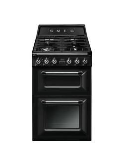 Smeg TR62 Double Dual Fuel Cooker, A Energy Rating, Black