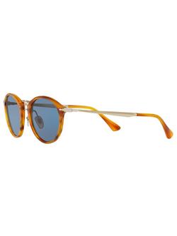 Persol PO3166S Calligrapher Edition Oval Sunglasses, Havana/Blue - view 2, Havana/Blue