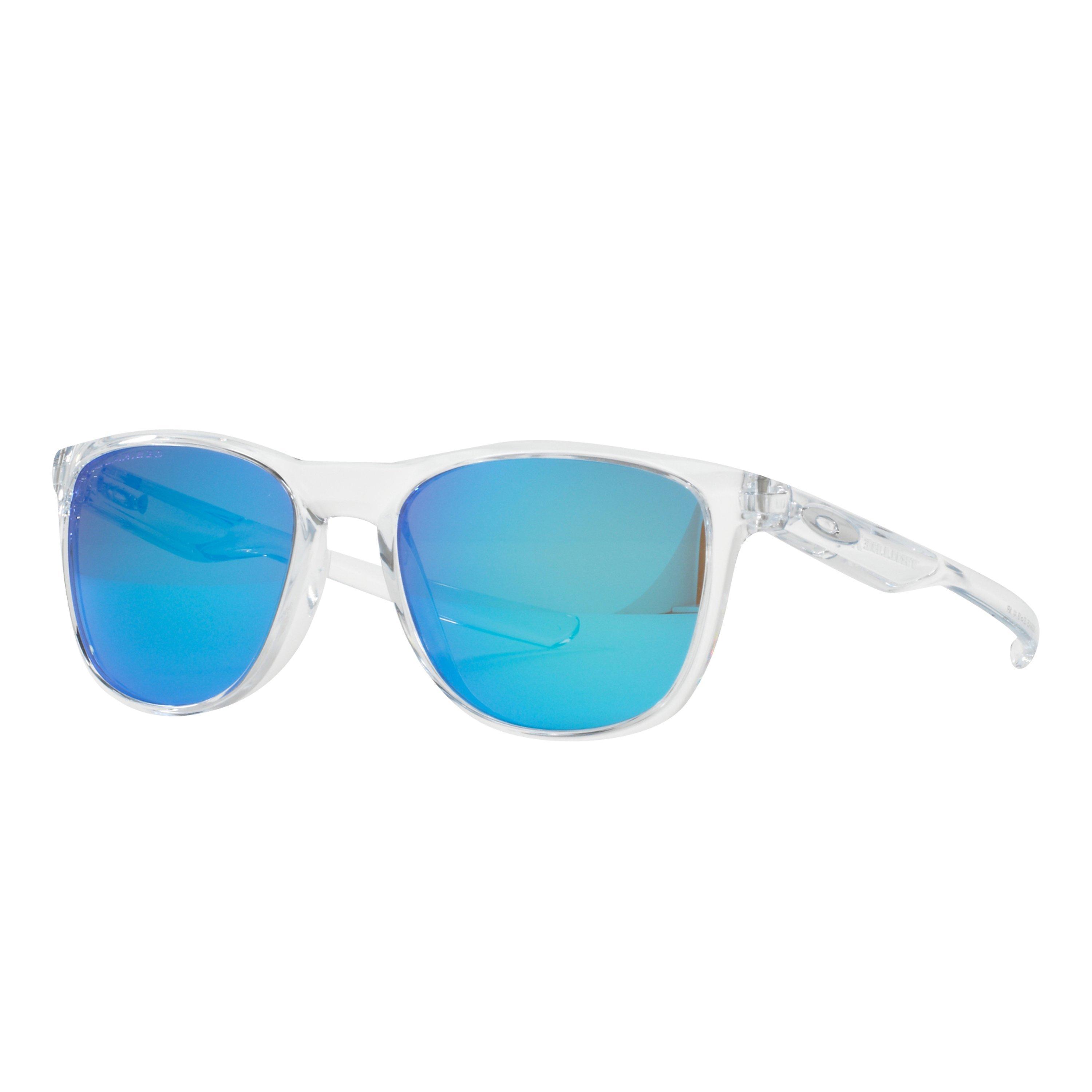 Oakley OO9340 Trillbe X Polarised Square Sunglasses, Polished Clear/Sapphire Iridium