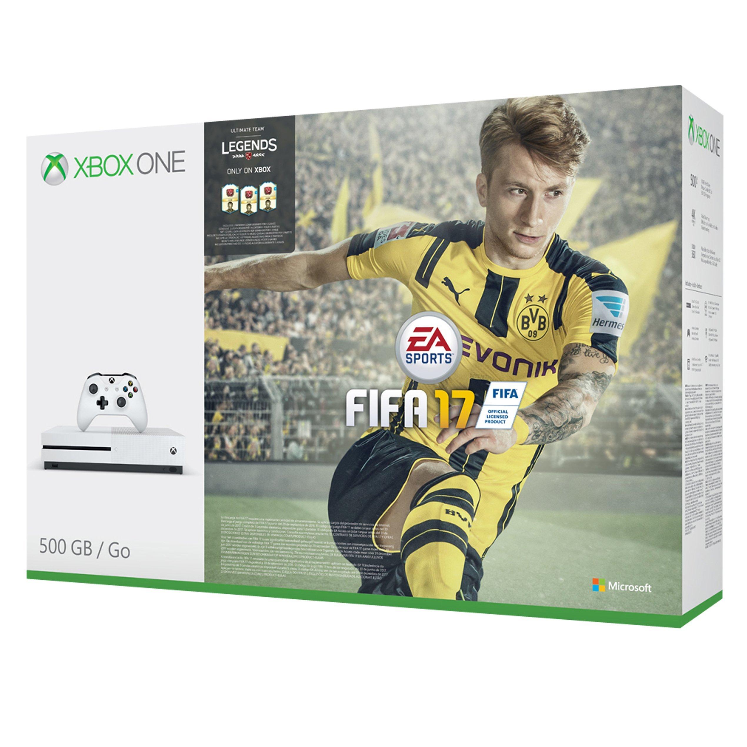 Microsoft Xbox One S Console, 500GB, with FIFA 17 Game Download