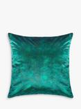 John Lewis Italian Cut Velvet Square Cushion, Dark Spruce