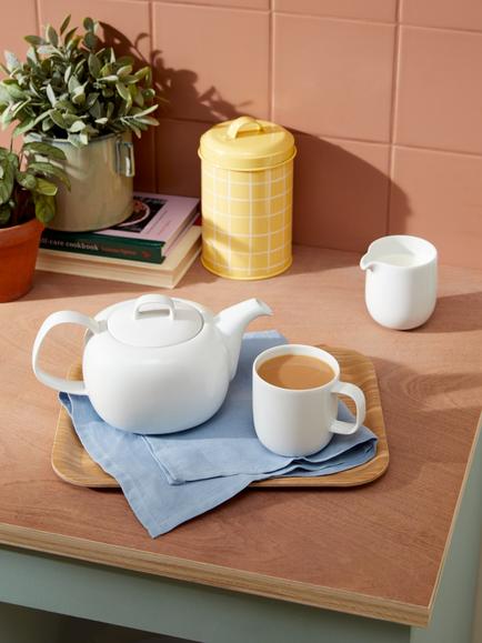 John Lewis Dine Porcelain Teapot, 1.2L, White - view 2, White