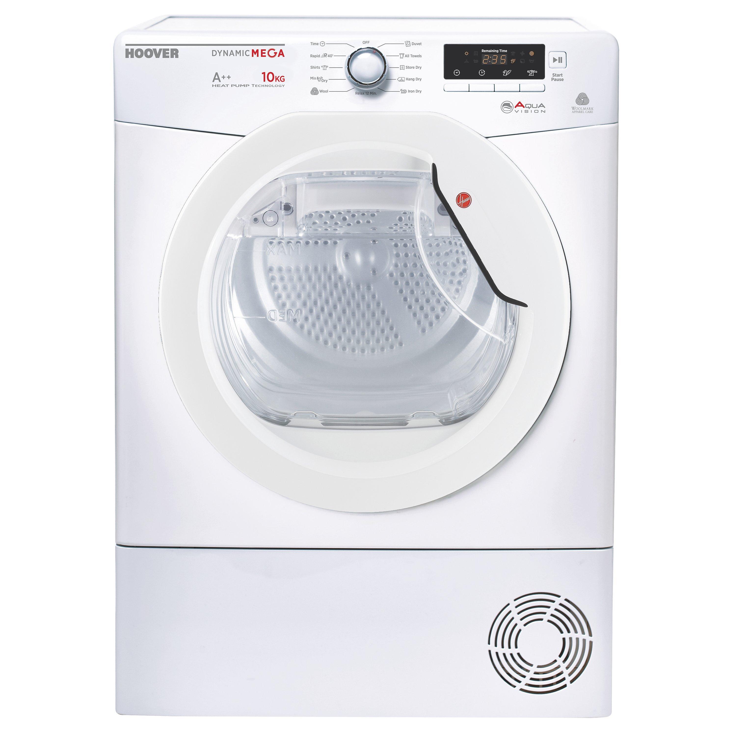 Hoover Dynamic Mega DMHD1013A2 Freestanding Heat Pump Tumble Dryer, 10kg Load, A++ Energy Rating, White
