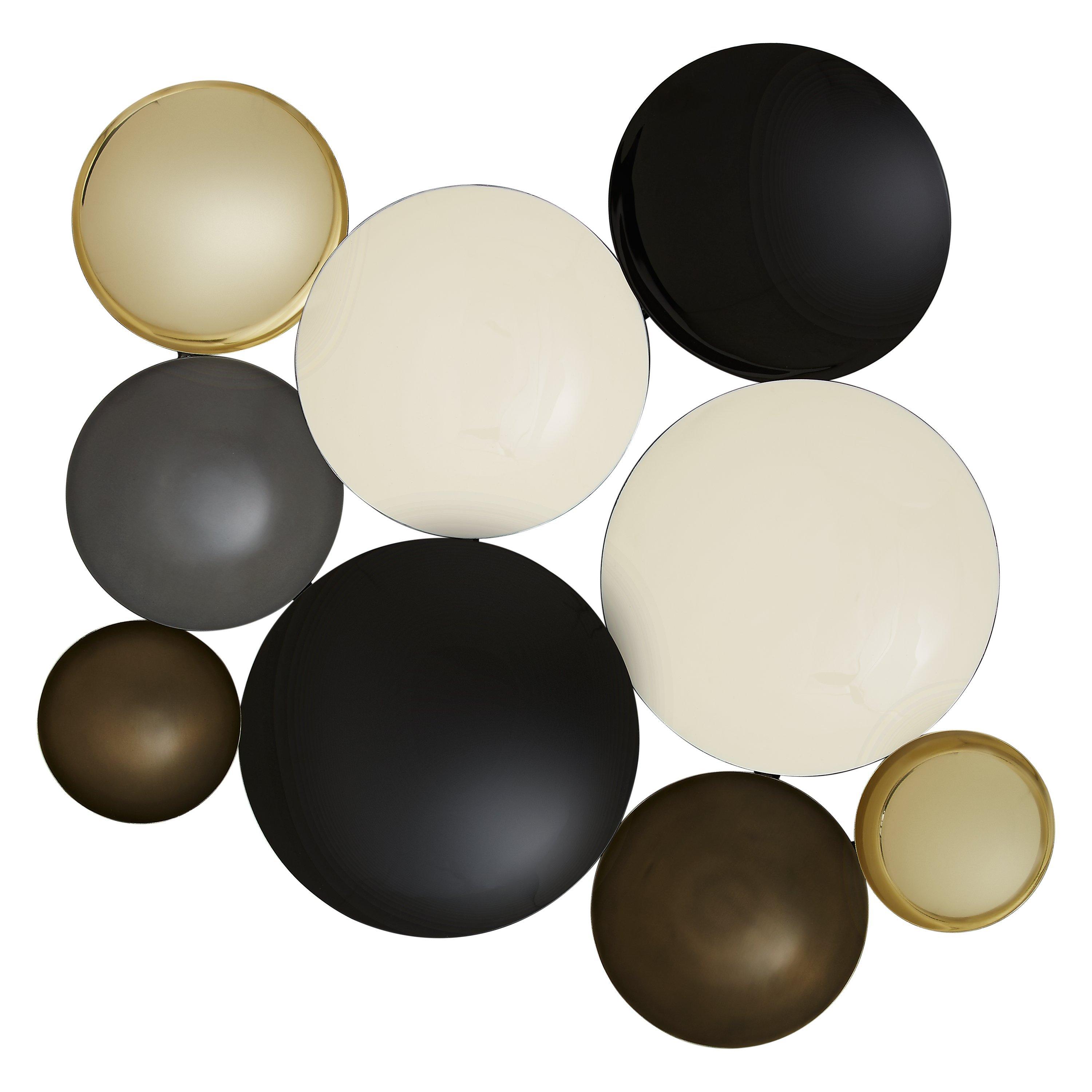 John Lewis & Partners Circles Wall Art Sculpture, Black/Gold