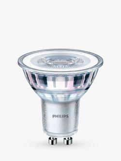 Philips 3.5W GU10 LED Non-Dimmable Light Bulbs, Pack of 3, Clear, Clear