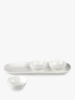 Sophie Conran for Portmeirion Porcelain Dip Bowls On Tray, Set of 3, White, White