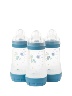 MAM Easy Start Anti-Colic Self-Sterilising Baby Bottle 260ml, Pack of 3, Blue