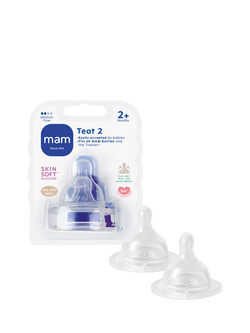 MAM Medium Flow Baby Bottle Teat, Pack of 2, White