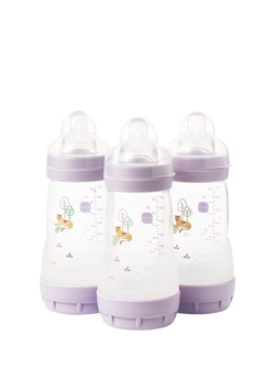 MAM Easy Start Anti-Colic Self-Sterilising Baby Bottle 260ml, Pack of 3, Pink