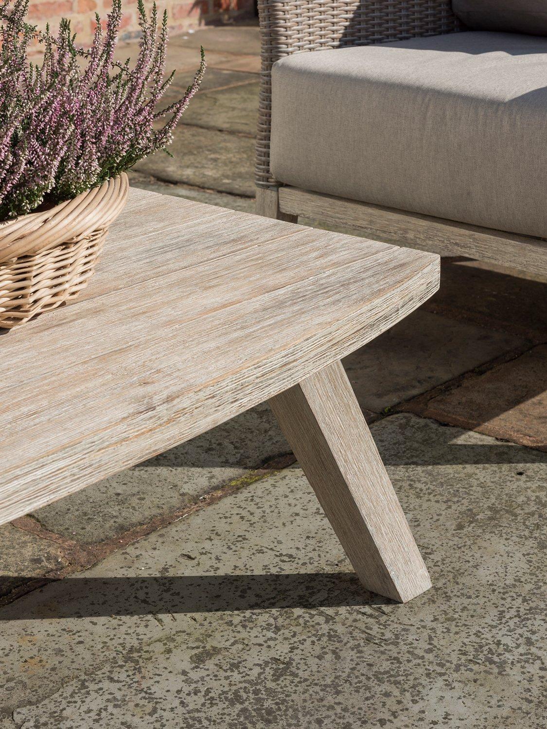 KETTLER Cora Rectangular Garden Coffee Table, FSC-Certified (Acacia Wood), Smoke White