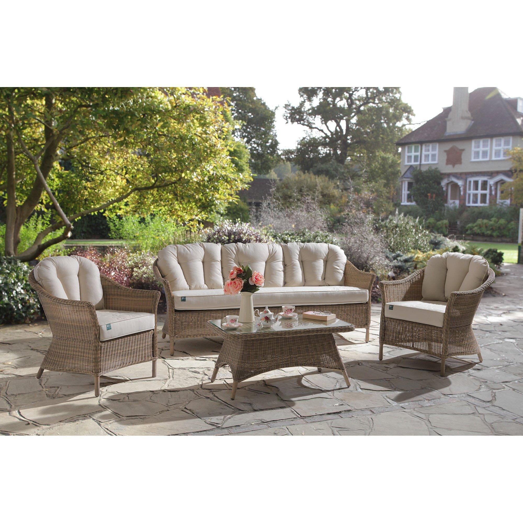 KETTLER RHS Harlow Carr 3 Seater Garden Sofa, Natural