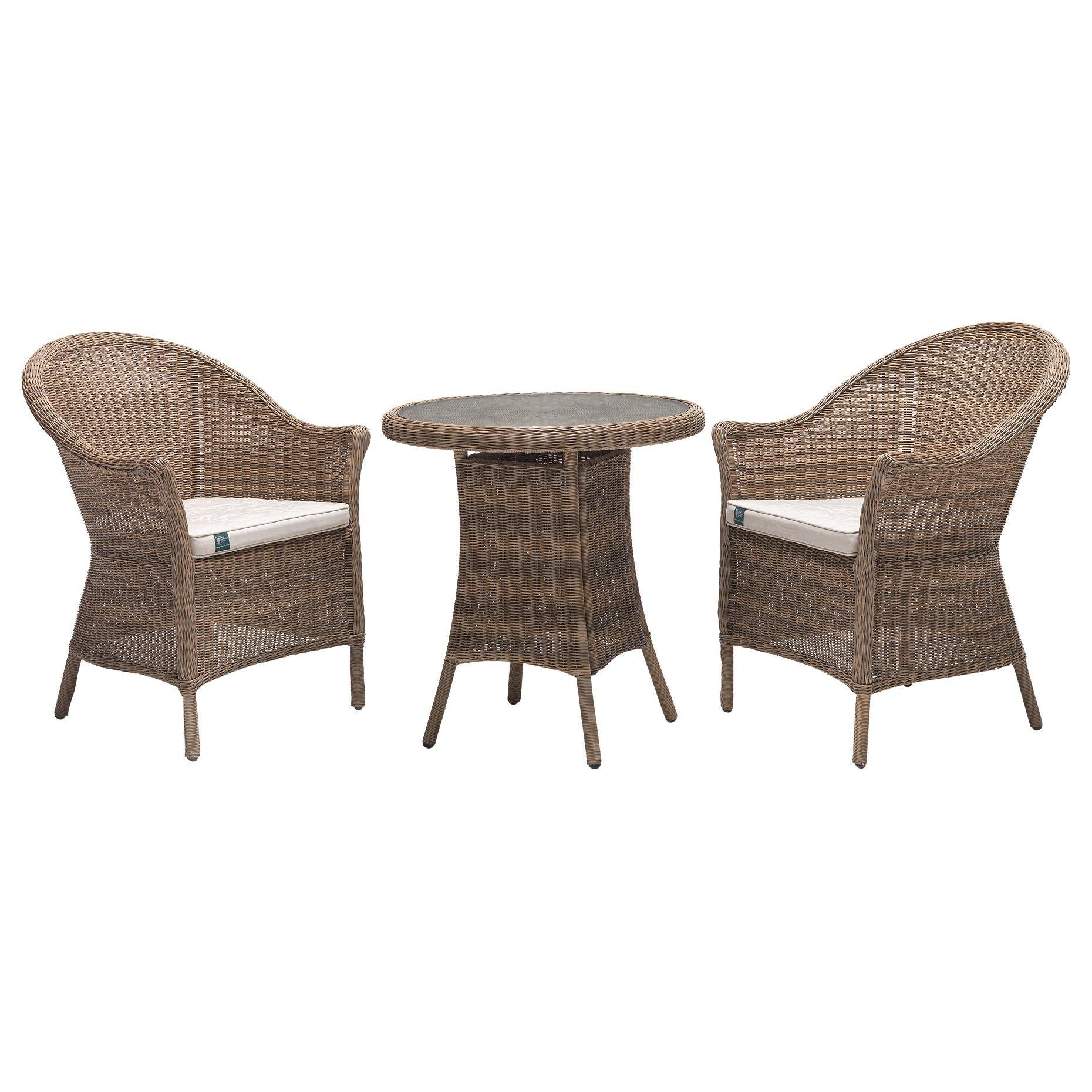 KETTLER RHS Harlow Carr Garden Bistro Table and Chairs Set, Natural