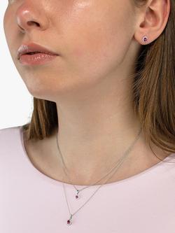 E.W Adams 18ct White Gold Ruby and Diamond Pendant Necklace - view 2, Silver