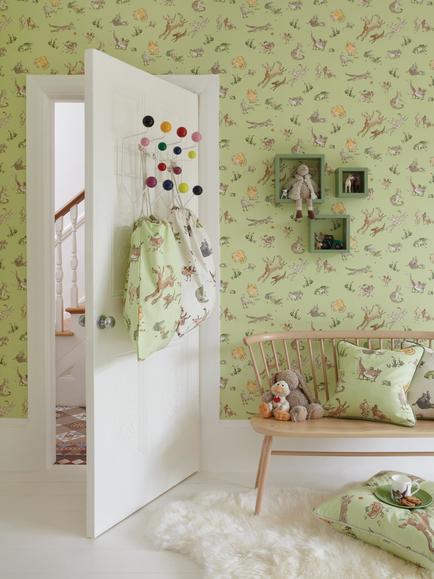 Osborne & Little Quentin's Menagerie Wallpaper - view 2, Pistachio W6063-01