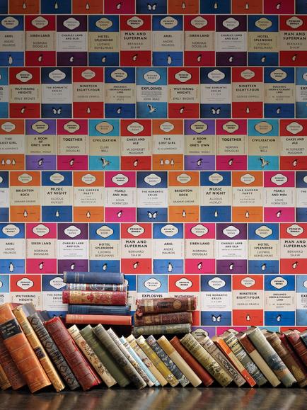 Osborne & Little Penguin Library Wallpaper W6498-01 - view 2, Multi W6498-01