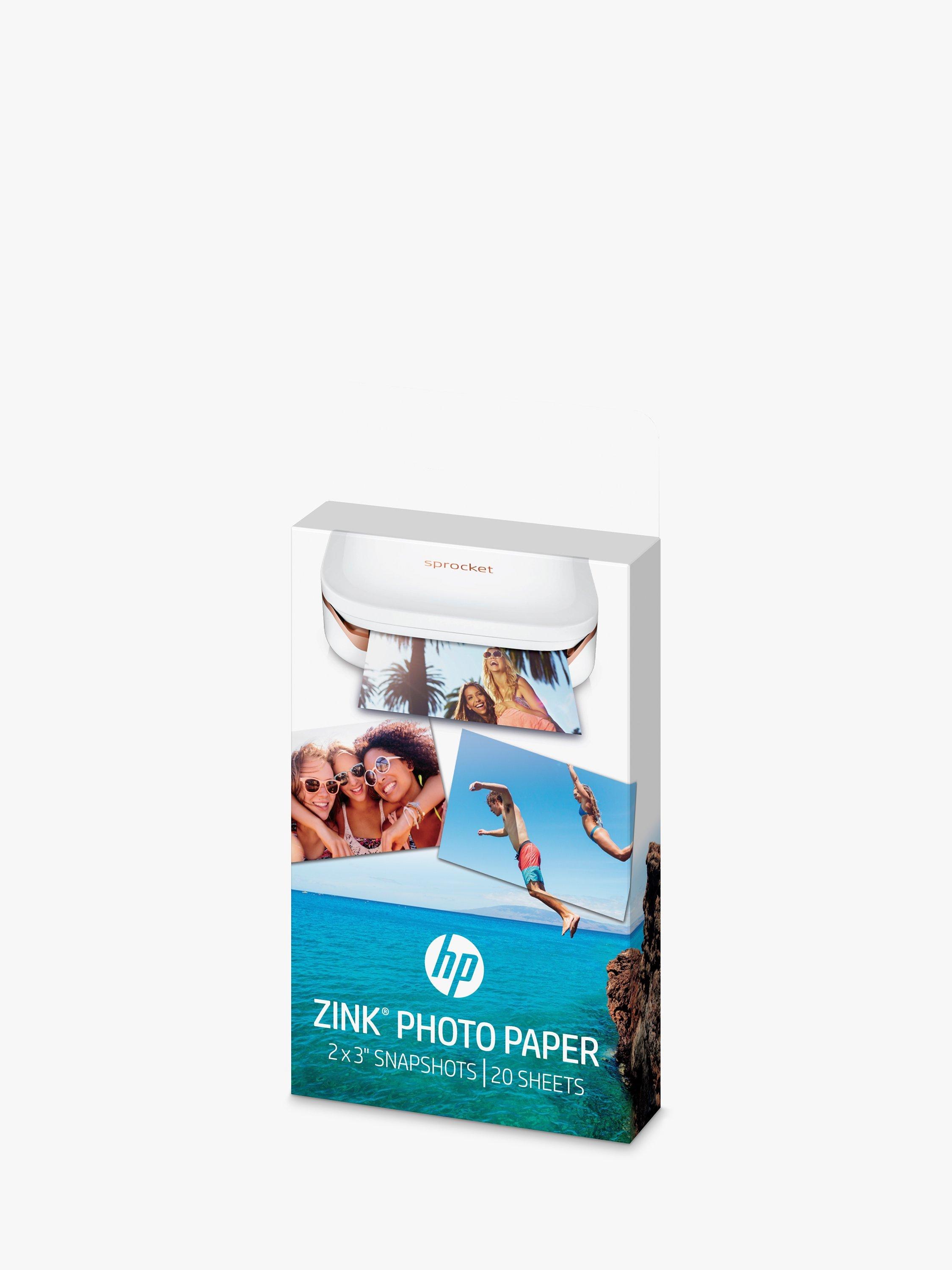 HP Zink Sticky-Backed Photo Paper, 20 Sheets, 2 x 3" each, for HP Sprocket Photo Printer
