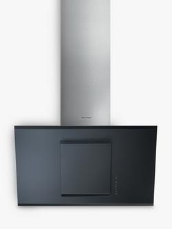 Fisher & Paykel HT90GBH2 Angled Chimney Cooker Hood, Stainless Steel / Black Glass, Stainless Steel / Black