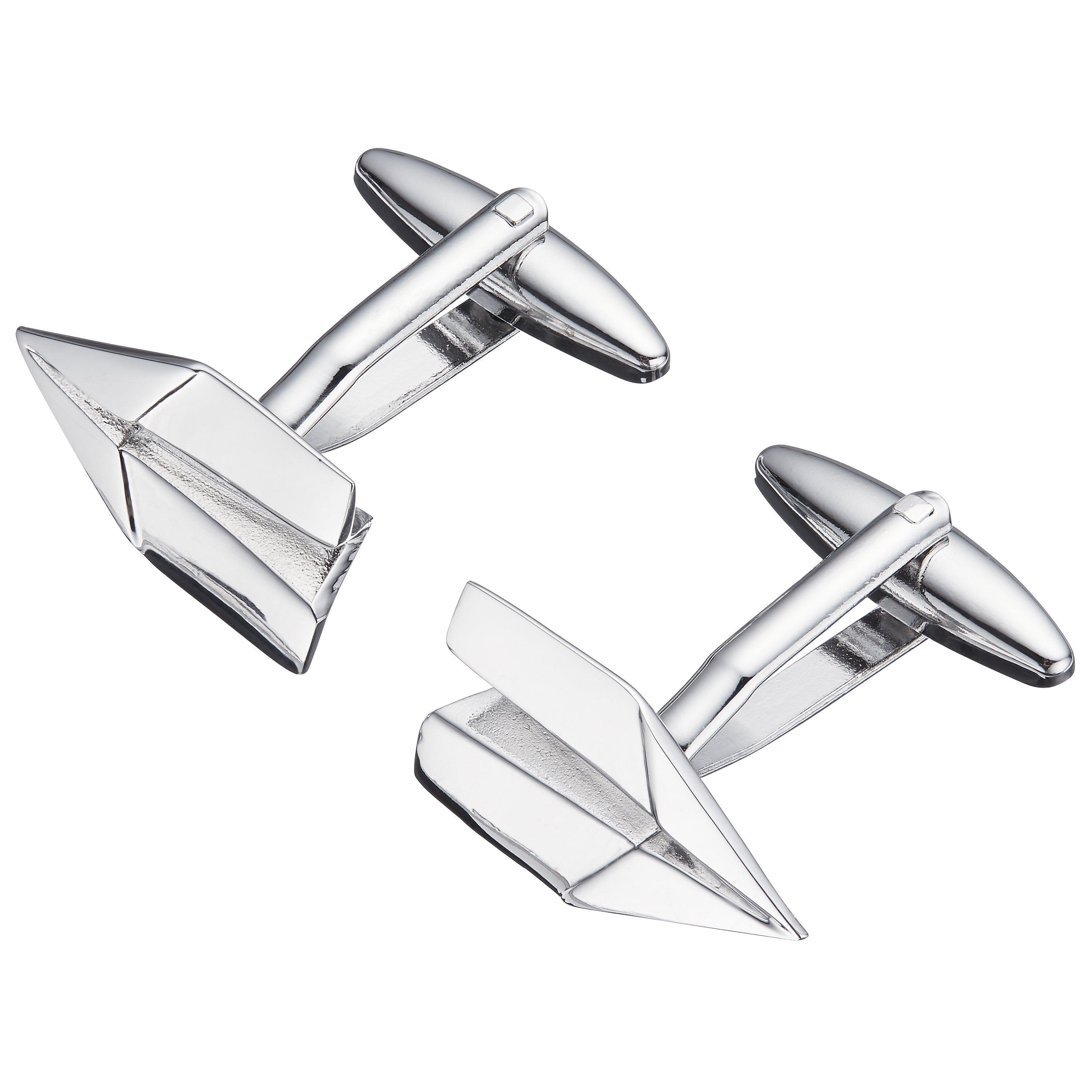 John Lewis Paper Aeroplane Cufflinks, Silver