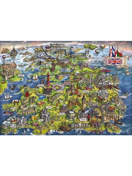 Gibsons Beautiful Britain UK Map Jigsaw Puzzle, 1000 pieces - view 2, Multi