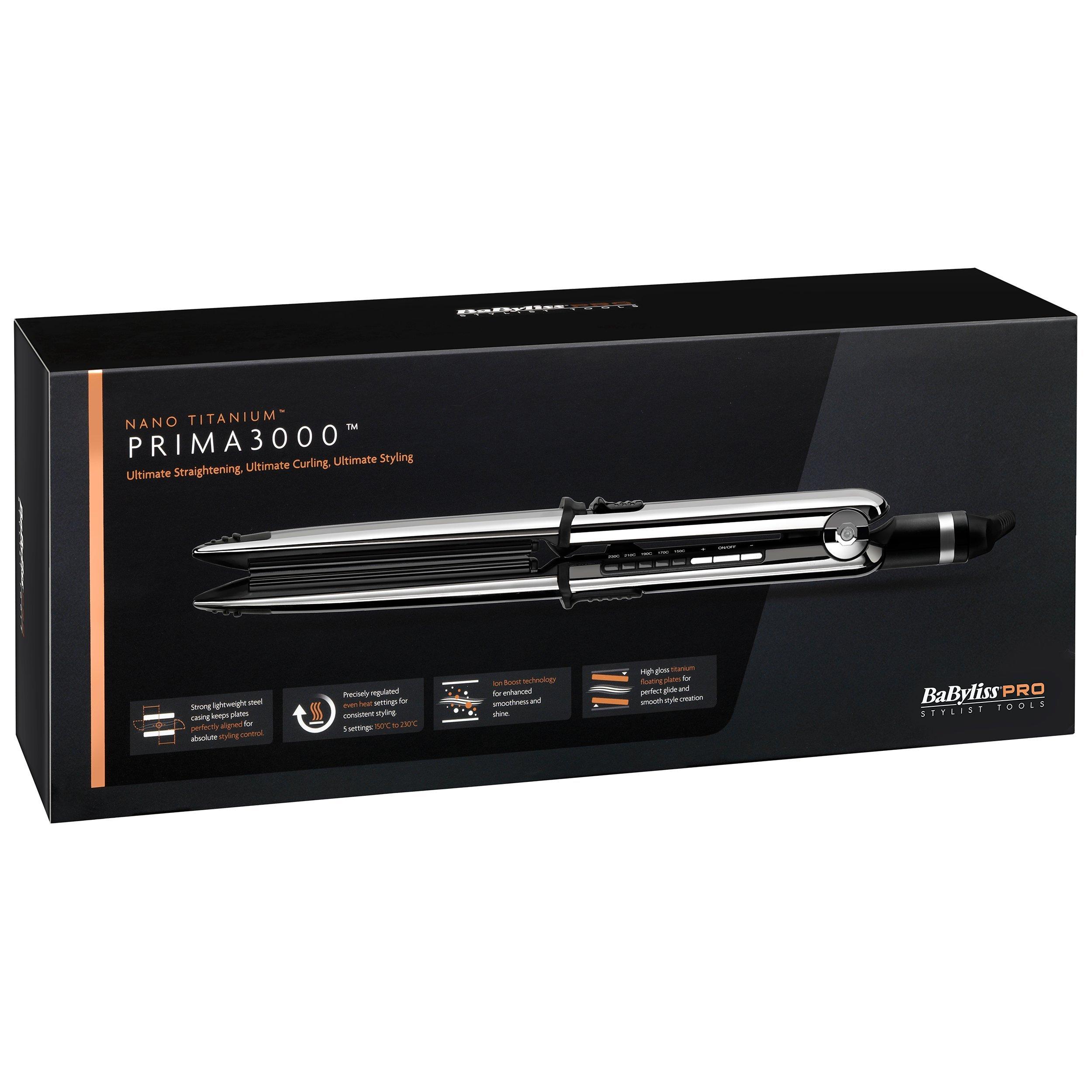 BaByliss BAB3000U Pro Prima 3000 Titanium Ultra Advanced Ceramic Hair Straightener Chrome