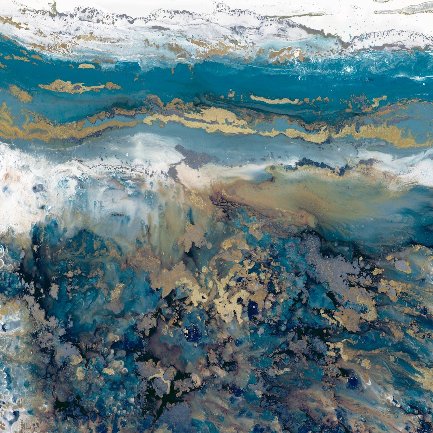 Blakely Bering - Teal Abstract Canvas Print, 120 x 120cm