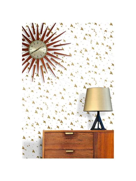 Mini Moderns Star-Ling Wallpaper - view 2, Snow & Gold Azdpt029sn