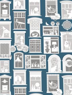 Mini Moderns One Day Wallpaper, Washed Denim Azdpt028wd
