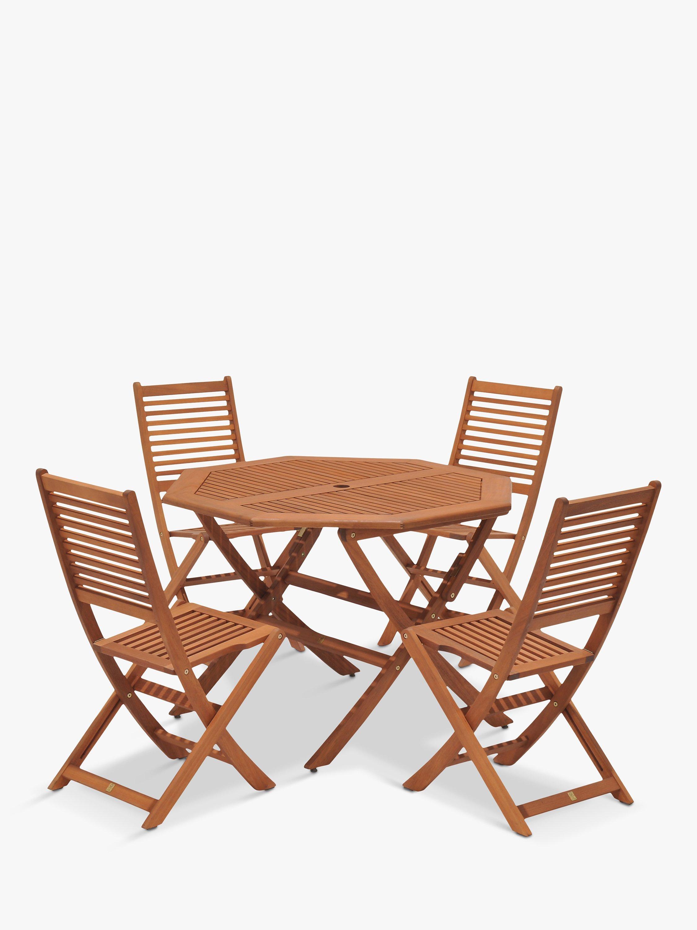 ANYDAY John Lewis & Partners Venice 4-Seat Folding Garden Table & Chairs Set, FSC-Certified (Eucalyptus Wood), Natural