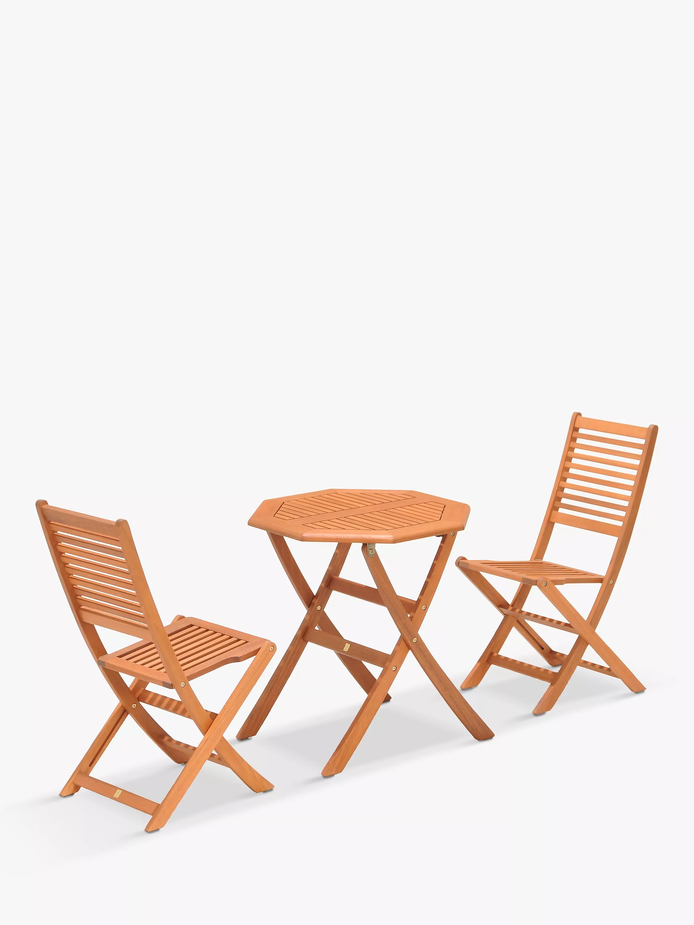 ANYDAY John Lewis Partners Venice 2 Seat Folding Garden Bistro Set FSC Certified Eucalyptus Wood Natural