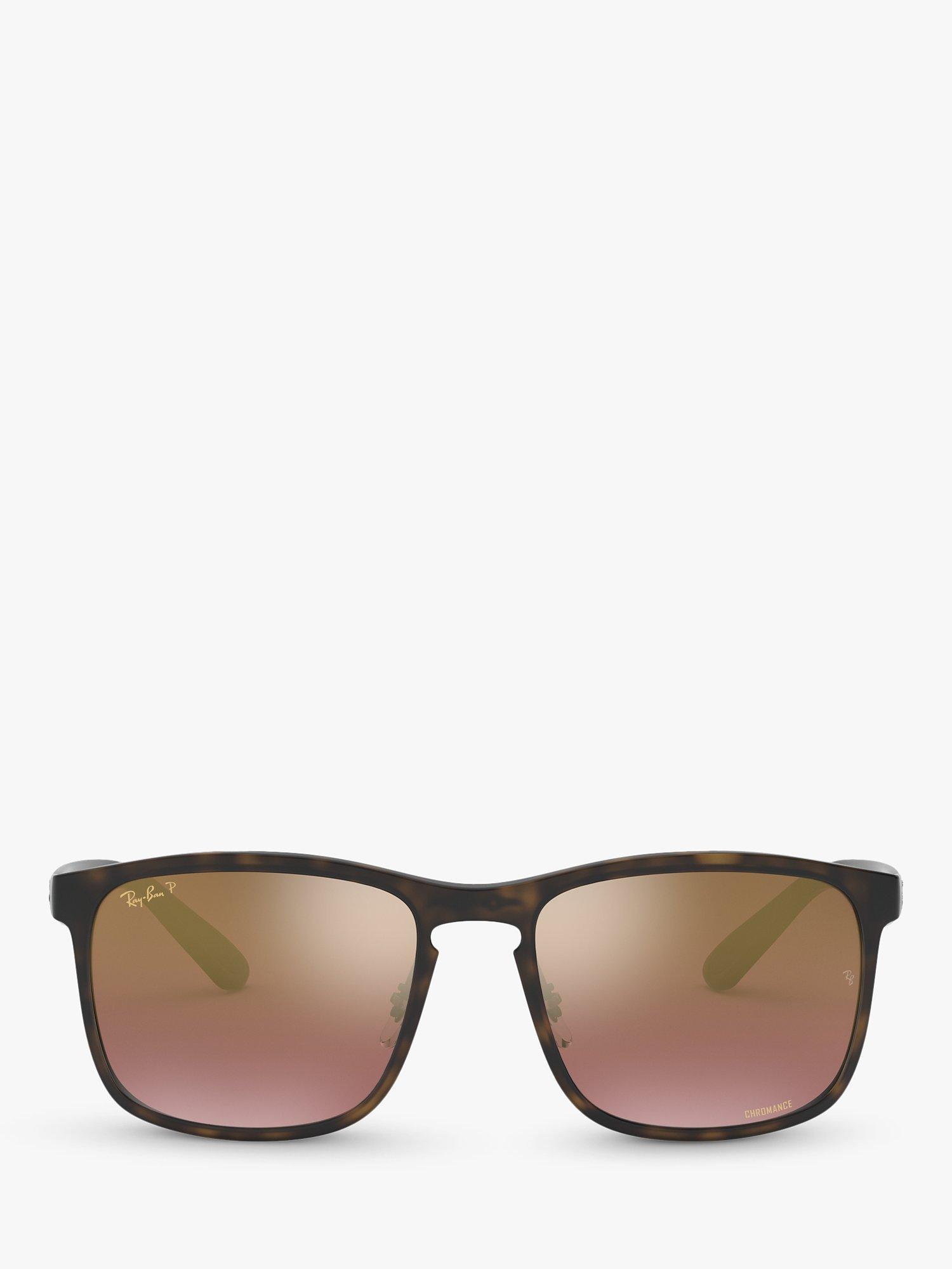 Product image 2 of 10, which shows Ray-Ban RB4264 Men's Polarised Square Sunglasses, Tortoise/Mirror Brown