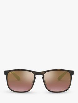 Ray-Ban RB4264 Men's Polarised Square Sunglasses - view 2, Tortoise/Mirror Brown