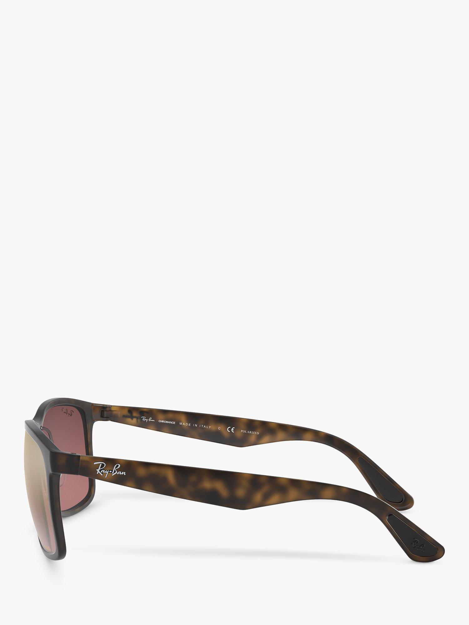 Product image 3 of 10, which shows Ray-Ban RB4264 Men's Polarised Square Sunglasses, Tortoise/Mirror Brown