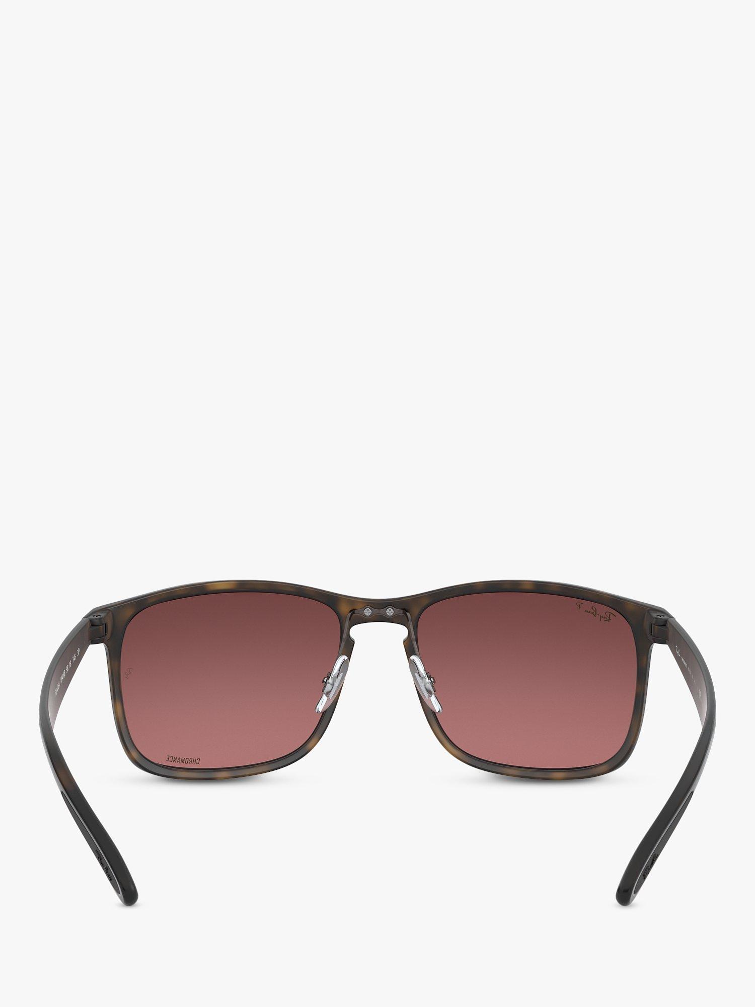 Product image 4 of 10, which shows Ray-Ban RB4264 Men's Polarised Square Sunglasses, Tortoise/Mirror Brown