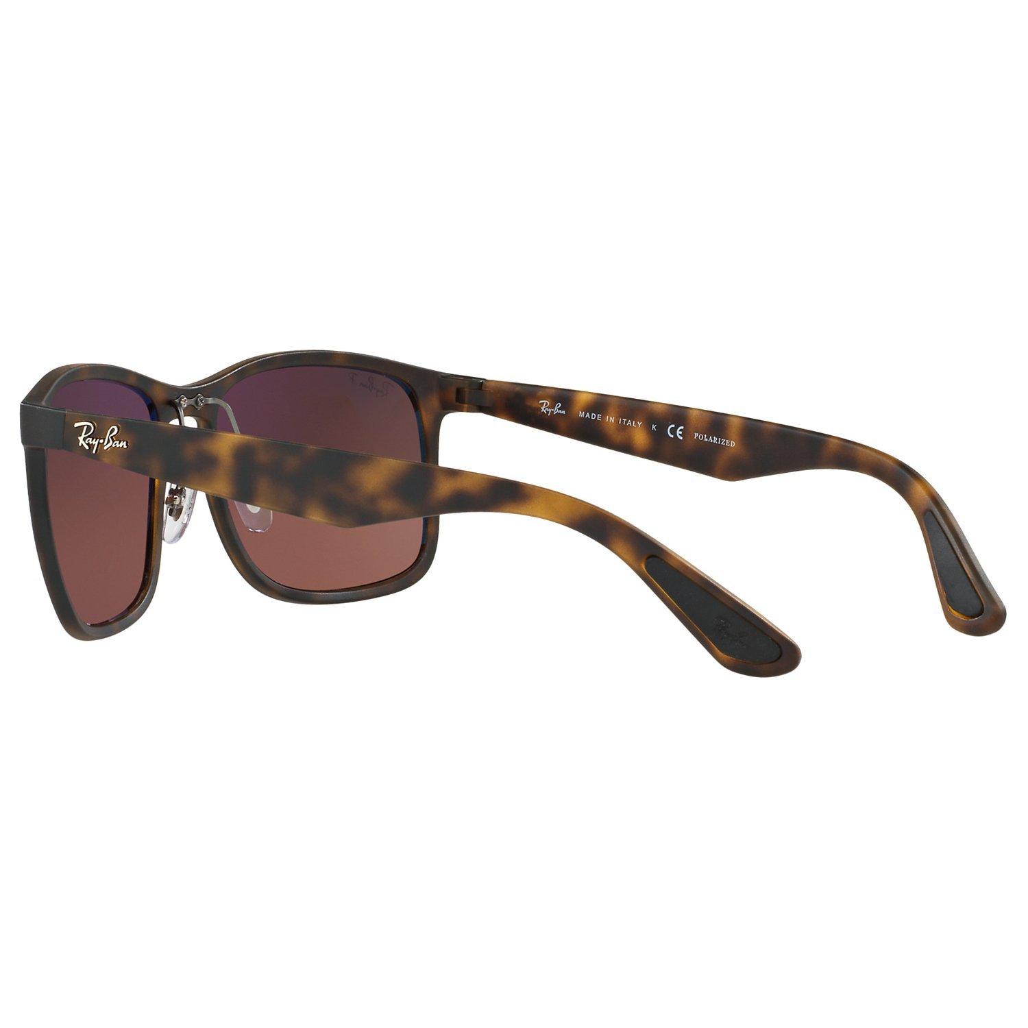 Product image 5 of 10, which shows Ray-Ban RB4264 Men's Polarised Square Sunglasses, Tortoise/Mirror Brown