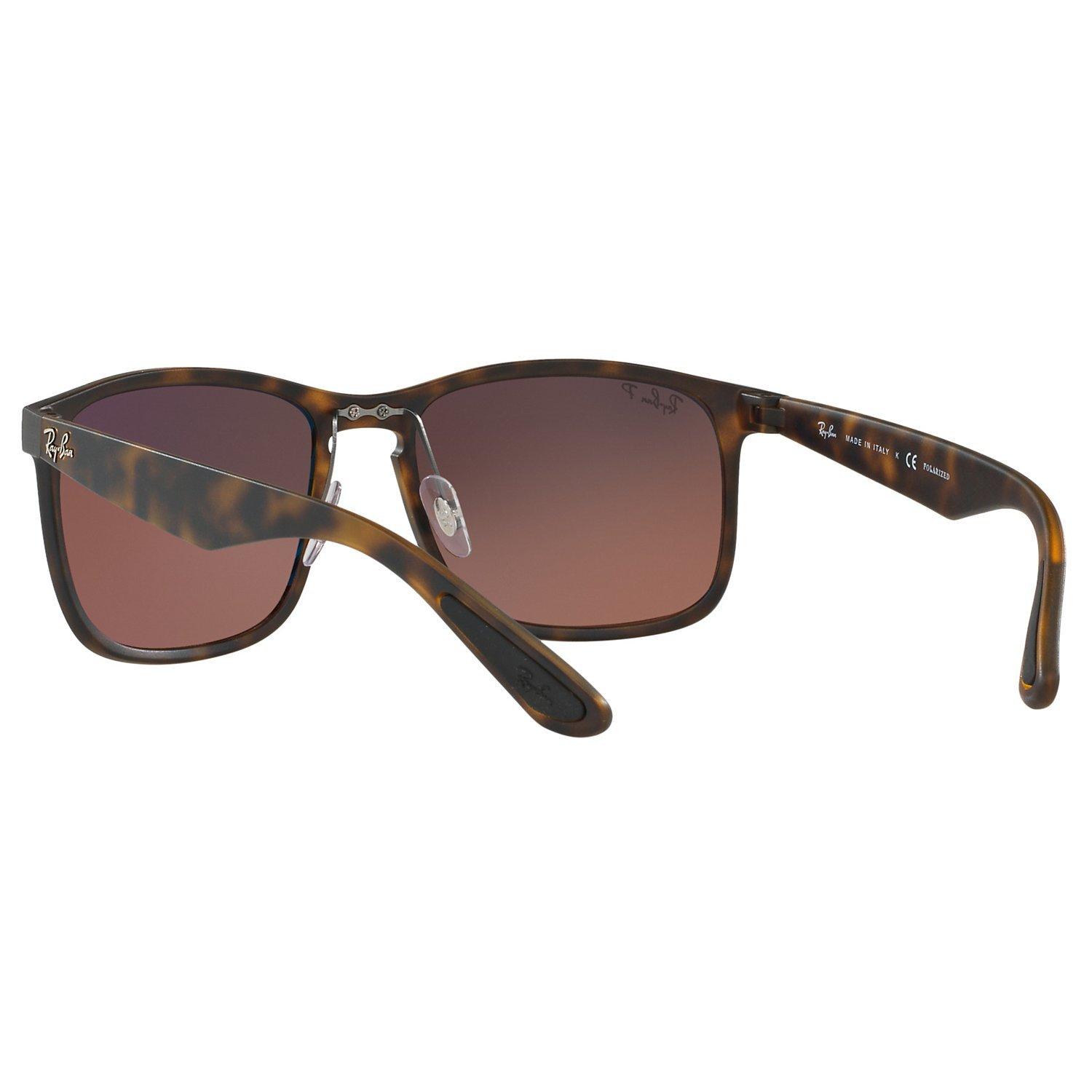Product image 6 of 10, which shows Ray-Ban RB4264 Men's Polarised Square Sunglasses, Tortoise/Mirror Brown