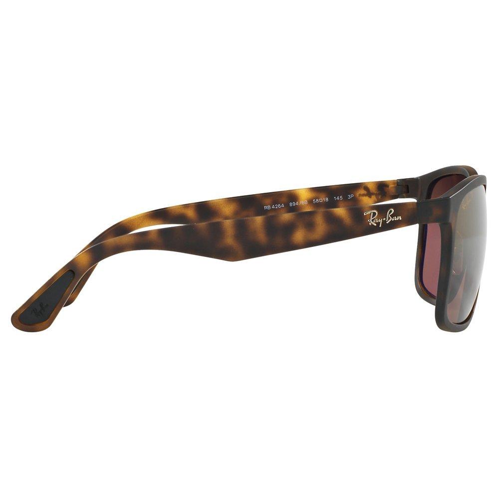 Product image 10 of 10, which shows Ray-Ban RB4264 Men's Polarised Square Sunglasses, Tortoise/Mirror Brown