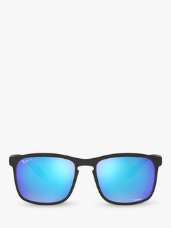 Ray-Ban RB4264 Men's Polarised Square Sunglasses - view 2, Matte Black/Mirror Blue