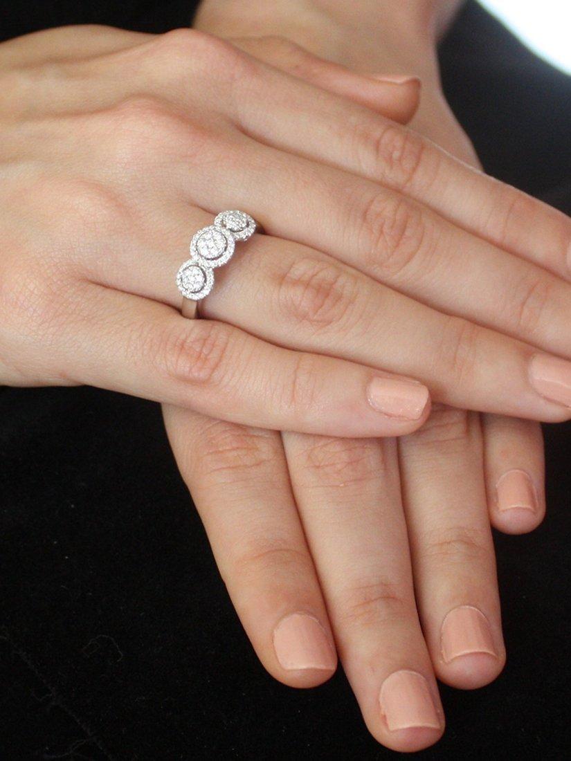 Product image 2 of 5, which shows E.W Adams 18ct White Gold Diamond Triple Cluster Engagement Ring, N