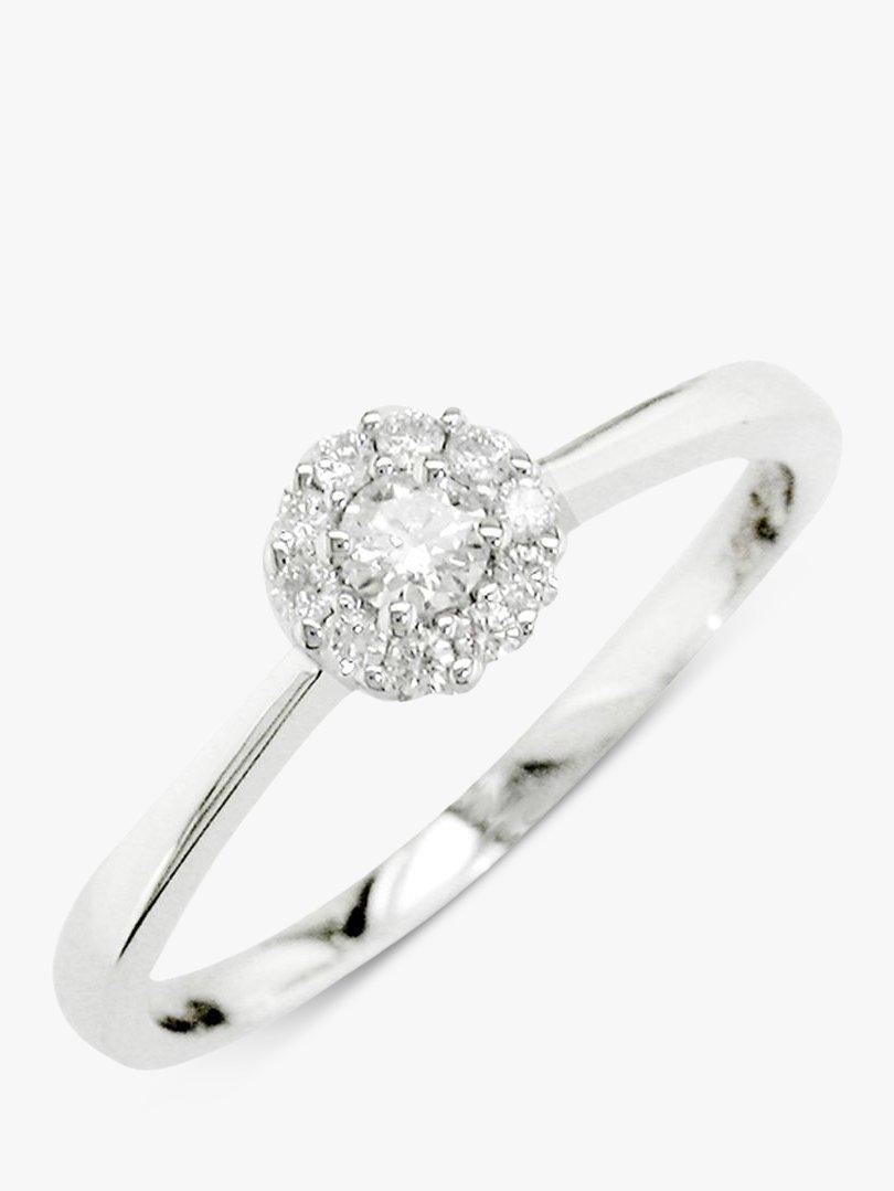 Product image 1 of 3, which shows E.W Adams 18ct White Gold Diamond Cluster Engagement Ring, N