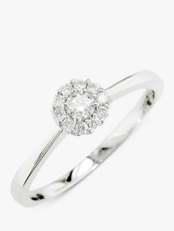 E.W Adams 18ct White Gold Diamond Cluster Engagement Ring, N, Silver