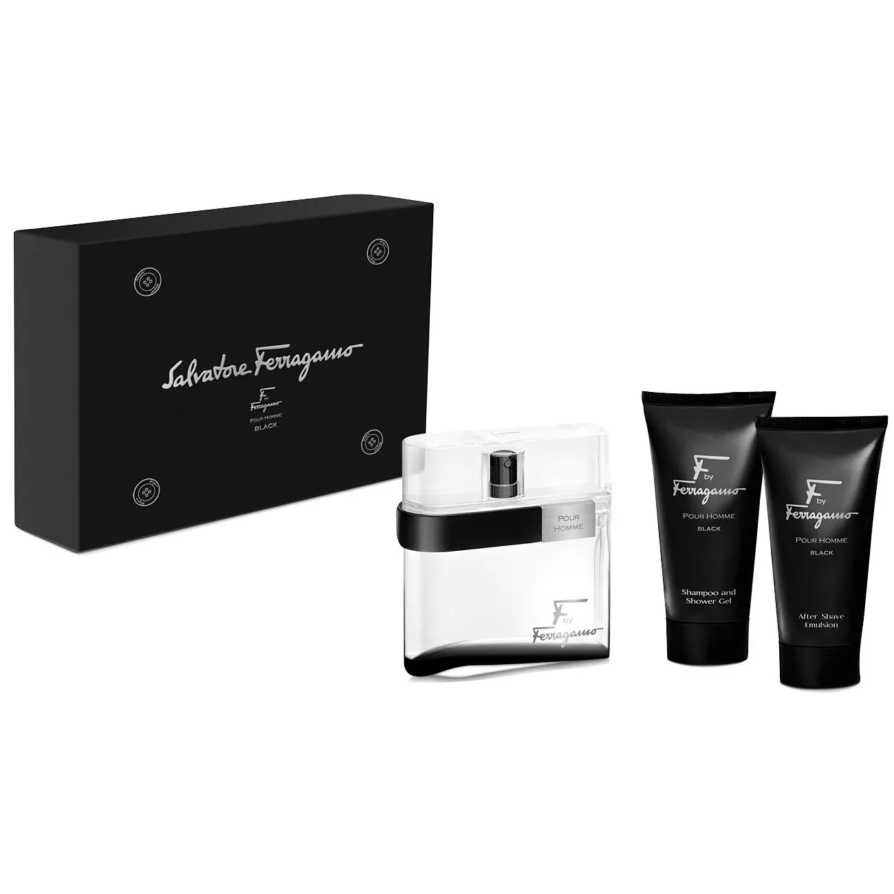 Salvatore Ferragamo F by Ferragamo Pour Homme Black 100ml Eau de Toilette Fragrance Gift Set